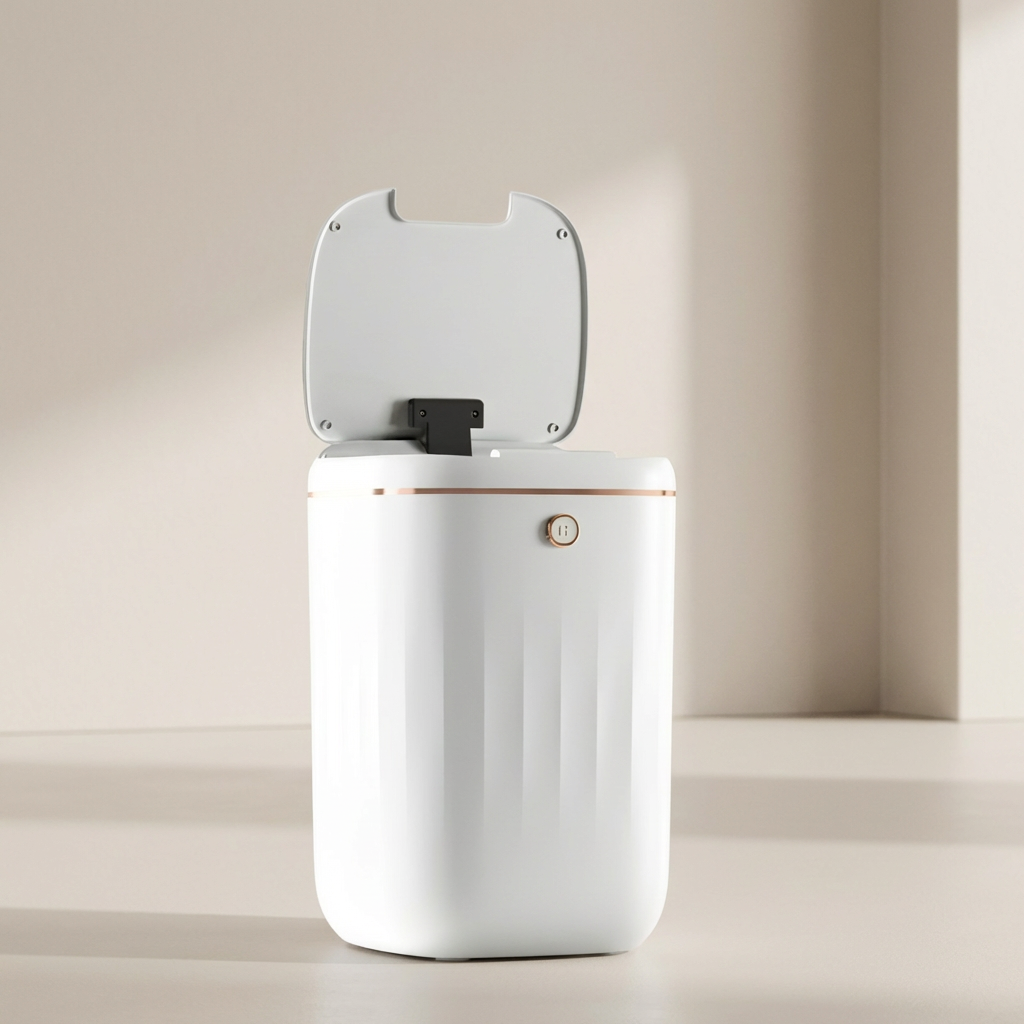 Touchless Stainless Steel Kitchen Trash Can with Lid – Motion Sensor for Hands-Free Operation and Odor Control