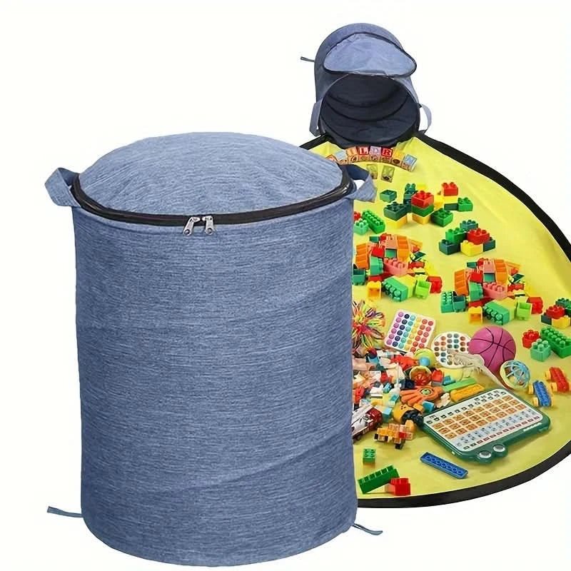Toy Storage Box - 2-in-1 Organizer with Removable Play Mat for Kids 8