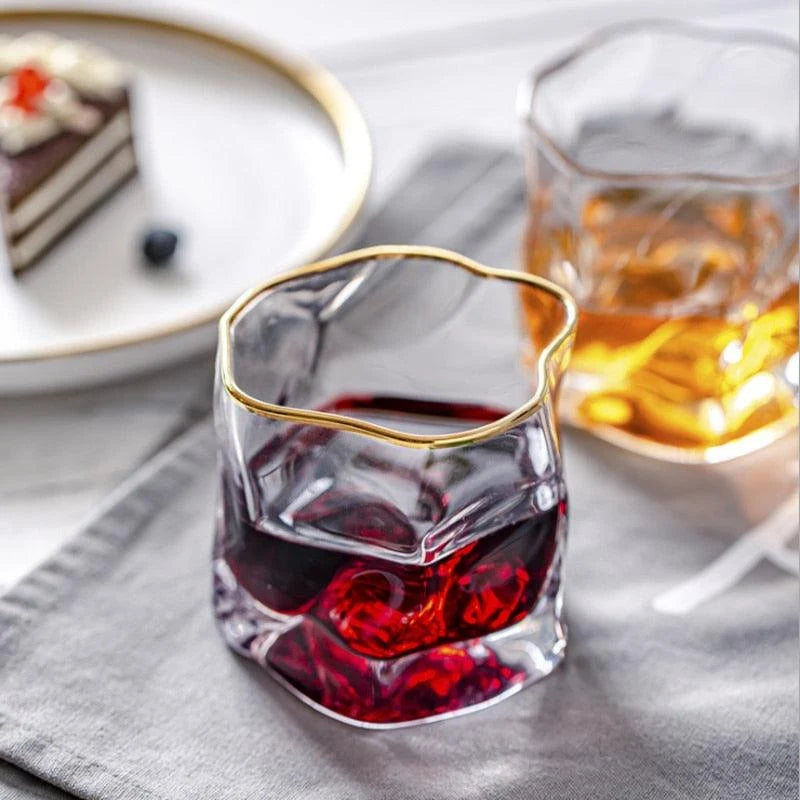Textured Whiskey Glasses 8.5 oz Borosilicate Glass Set of 2 - 14
