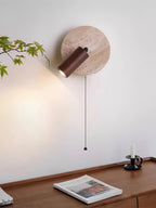 Travertine Cylinder Wall Sconce - Modern Wall Lighting with Pull-Chain Switch 4