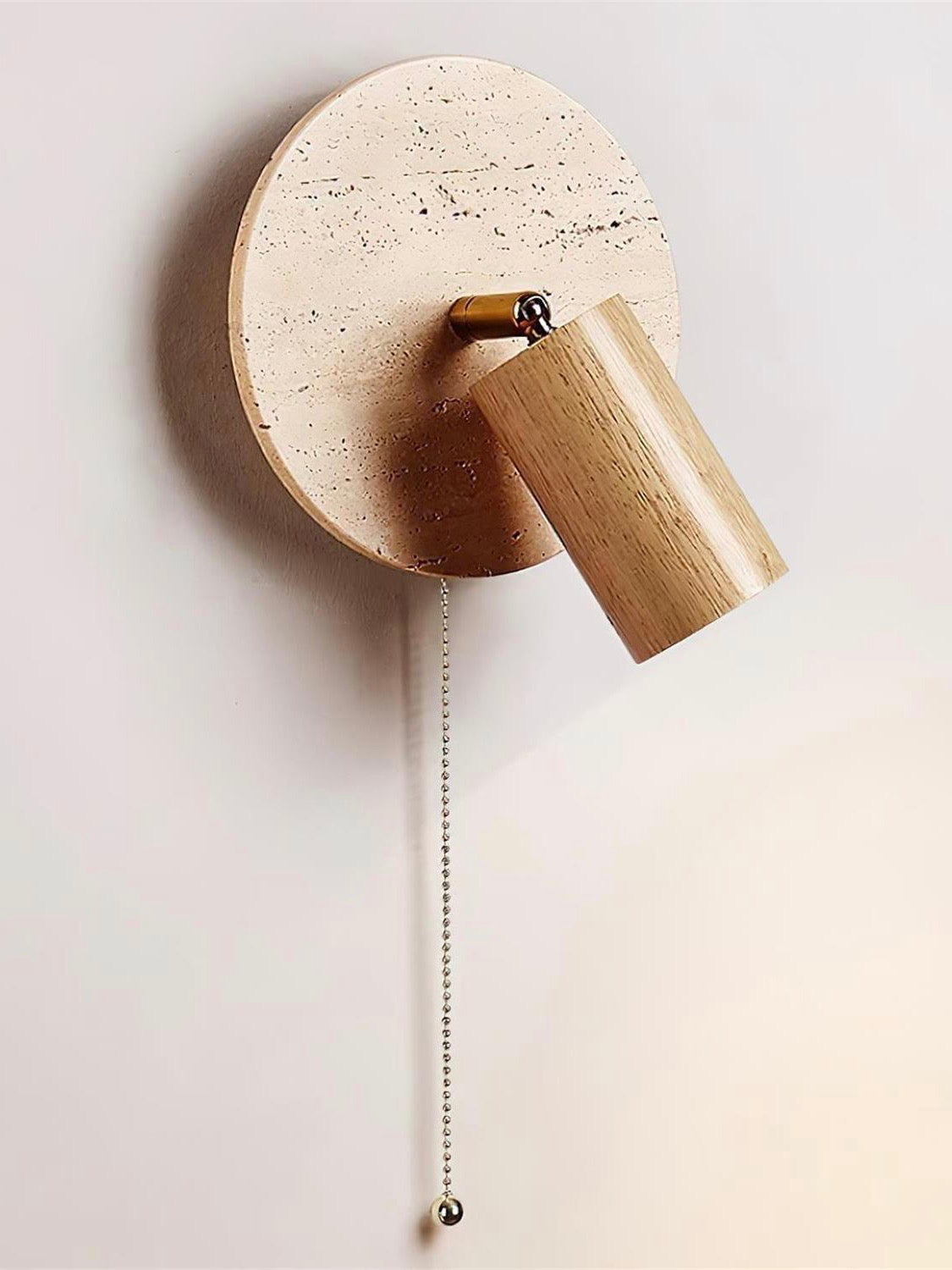 Travertine Cylinder Wall Sconce - Modern Wall Lighting with Pull-Chain Switch 5