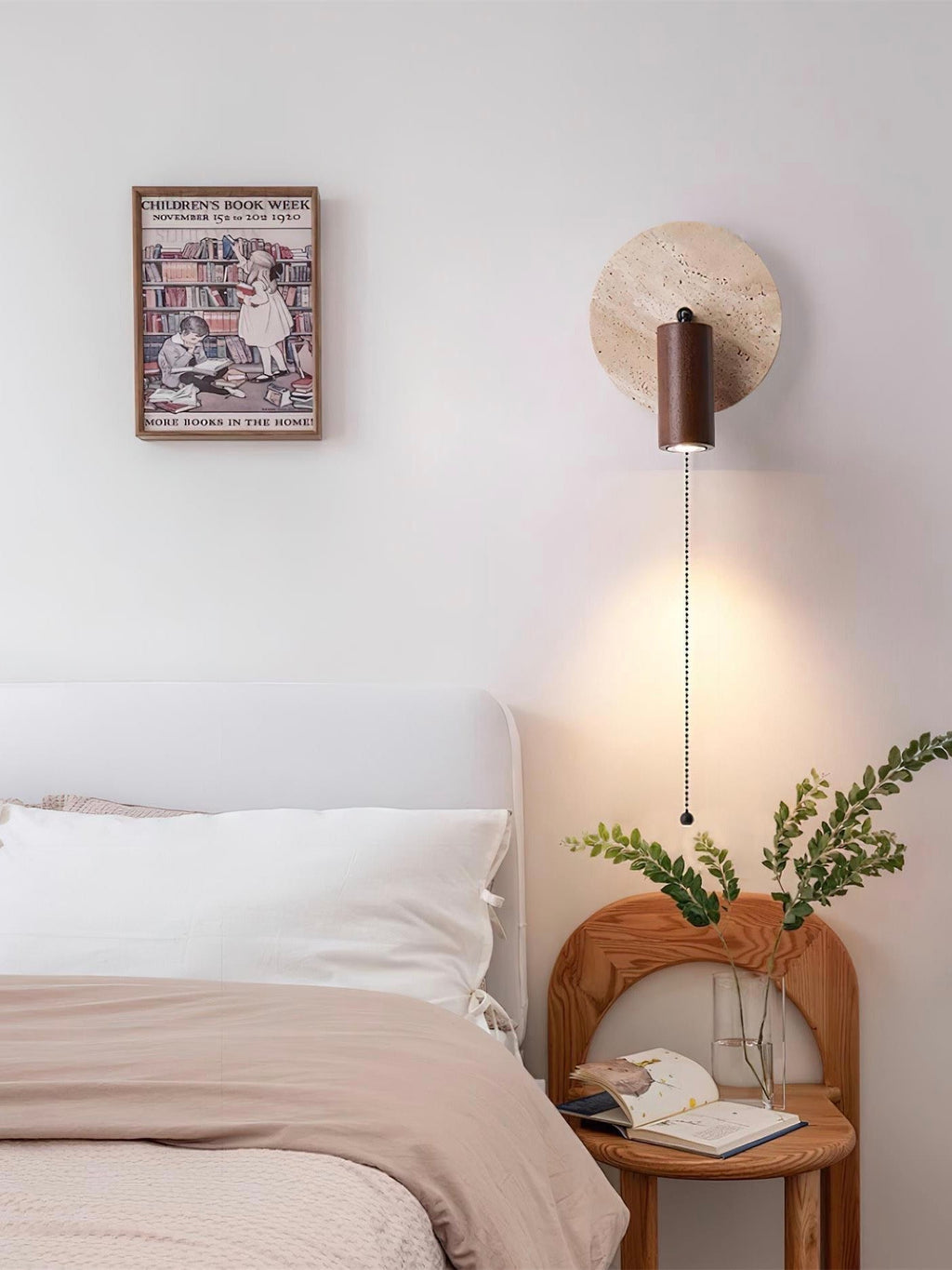 Travertine Cylinder Wall Sconce - Modern Wall Lighting with Pull-Chain Switch 8