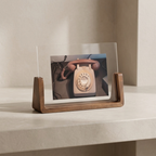 U Shaped Acrylic Photo Frame Wood Base Tabletop Display 1