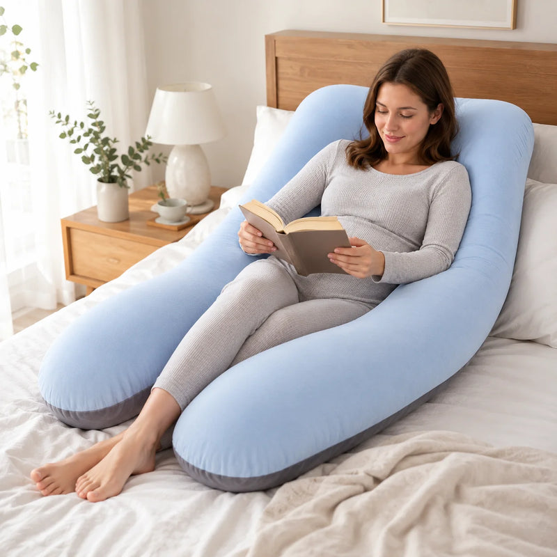 U Shaped Maternity Pillow Cotton Cover Microfibre Filling Removable Cover 7