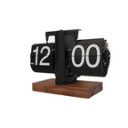 Vintage Flip Down Clock - Elegant Walnut Wood with Mechanical Precision 0