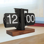 Vintage Flip Down Clock - Elegant Walnut Wood with Mechanical Precision 1