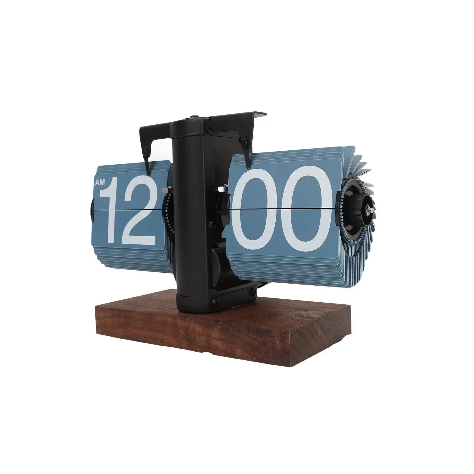 Vintage Flip Down Clock - Elegant Walnut Wood with Mechanical Precision 8