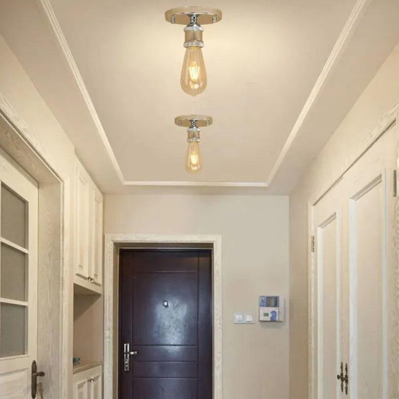 Vintage Flush Mount Ceiling Light - Metal Design for Corridors, E27 Base 1