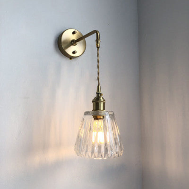 Vintage Glass LED Wall Sconce – Elegant Decorative Wall Lamp with E26/E27 Socket for Indoor Lighting 10