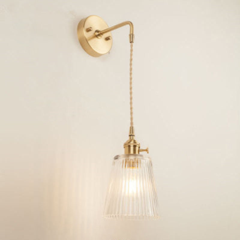 Vintage Glass LED Wall Sconce – Elegant Decorative Wall Lamp with E26/E27 Socket for Indoor Lighting 12