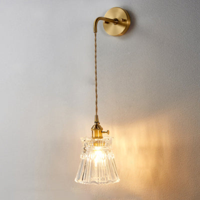 Vintage Glass LED Wall Sconce – Elegant Decorative Wall Lamp with E26/E27 Socket for Indoor Lighting 15