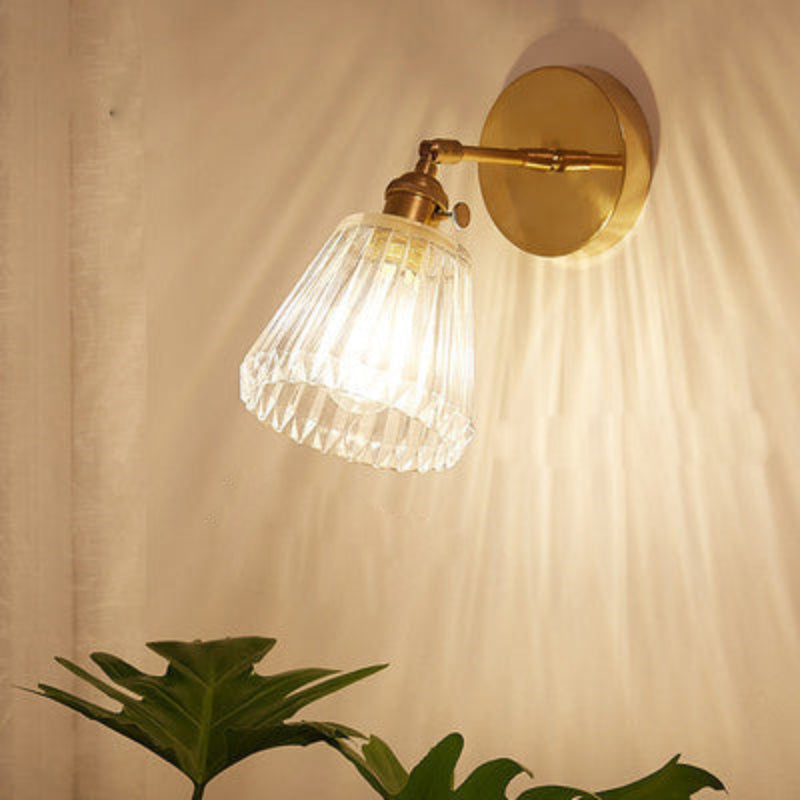 Vintage Glass LED Wall Sconce – Elegant Decorative Wall Lamp with E26/E27 Socket for Indoor Lighting 9