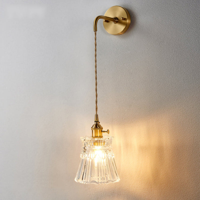 Vintage Glass Wall Sconce Light – Decorative Indoor Wall Lamp with E26/E27 Socket, 40W LED Compatible, Hardwired Mount 4