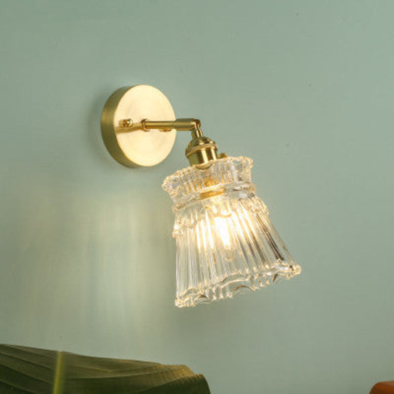Vintage Glass Wall Sconce Light – Decorative Indoor Wall Lamp with E26/E27 Socket, 40W LED Compatible, Hardwired Mount 6