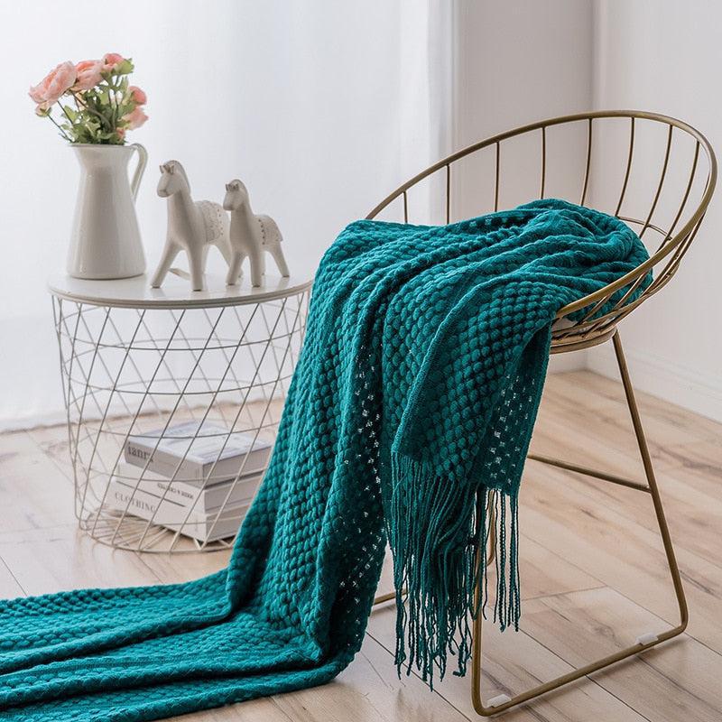 Waffle Knit Throw Blanket, Acrylic Material, 50 × 79 Inches, Machine Washable 3