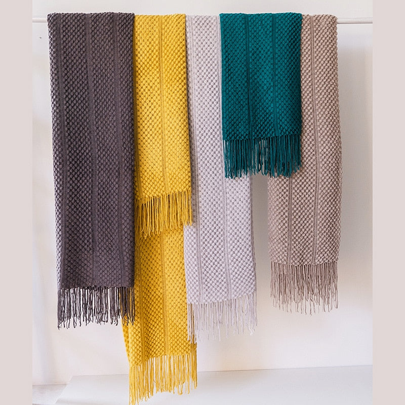 Waffle Knit Throw Blanket, Acrylic Material, 50 × 79 Inches, Machine Washable 4