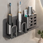 Wall-Mounted Black Toothbrush Holder - Space-Saving & Hygienic Design 1