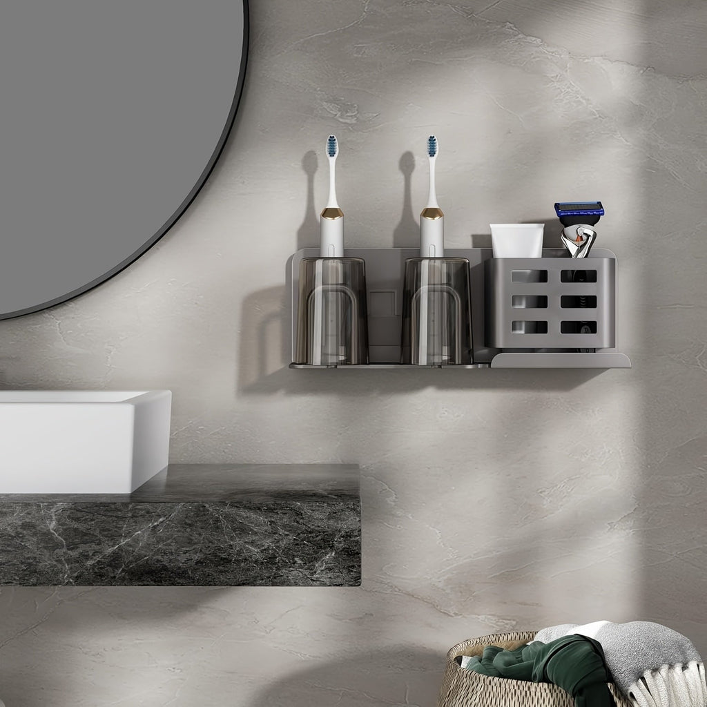 Wall-Mounted Black Toothbrush Holder - Space-Saving & Hygienic Design 2