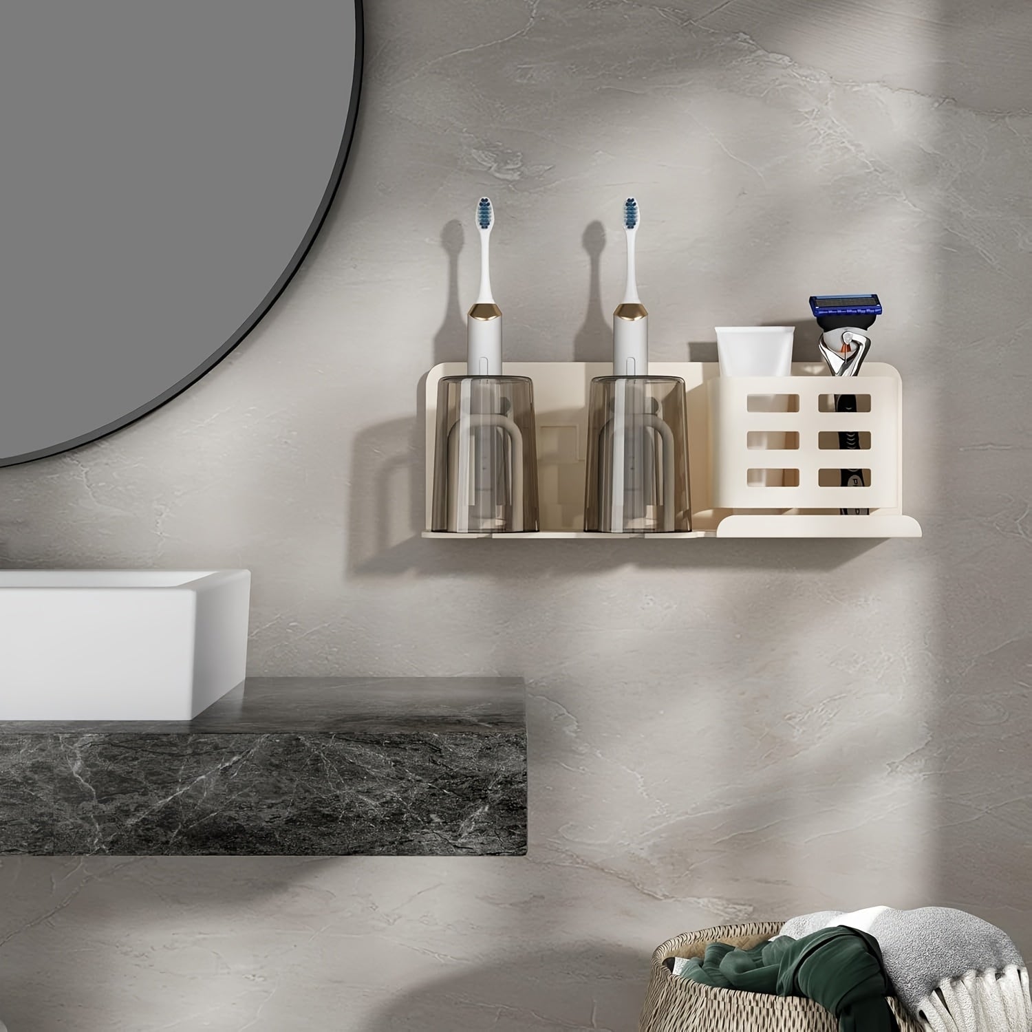 Wall-Mounted Black Toothbrush Holder - Space-Saving & Hygienic Design 8
