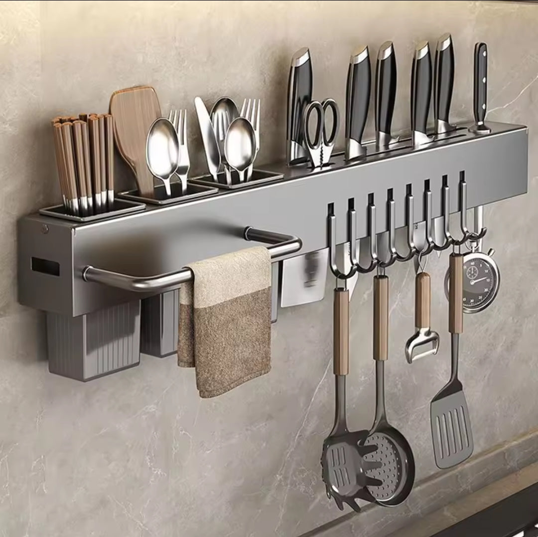 Wall-Mounted Cutlery Organizer - Space-Saving Design for Kitchen Storage 0