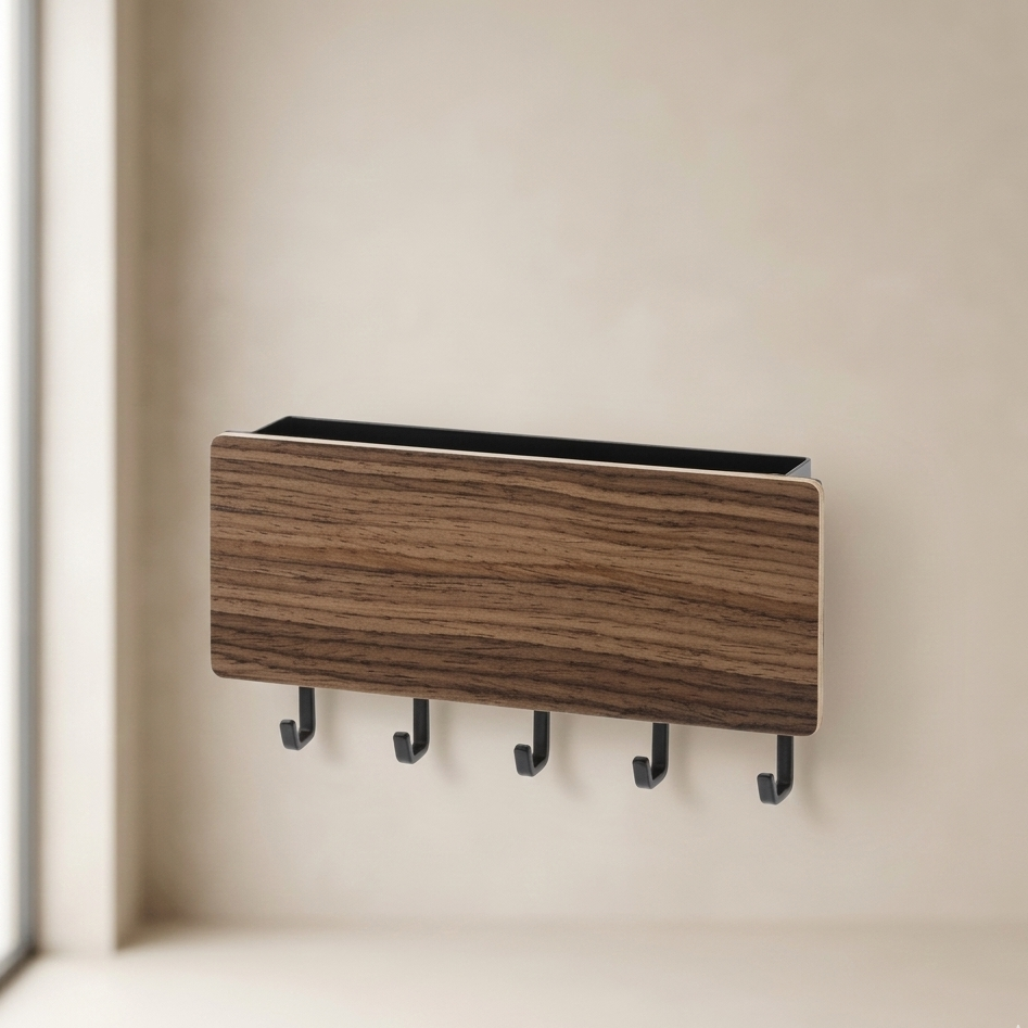 Wall-Mounted Key and Mail Organizer - Stylish and Space-Saving Design 00