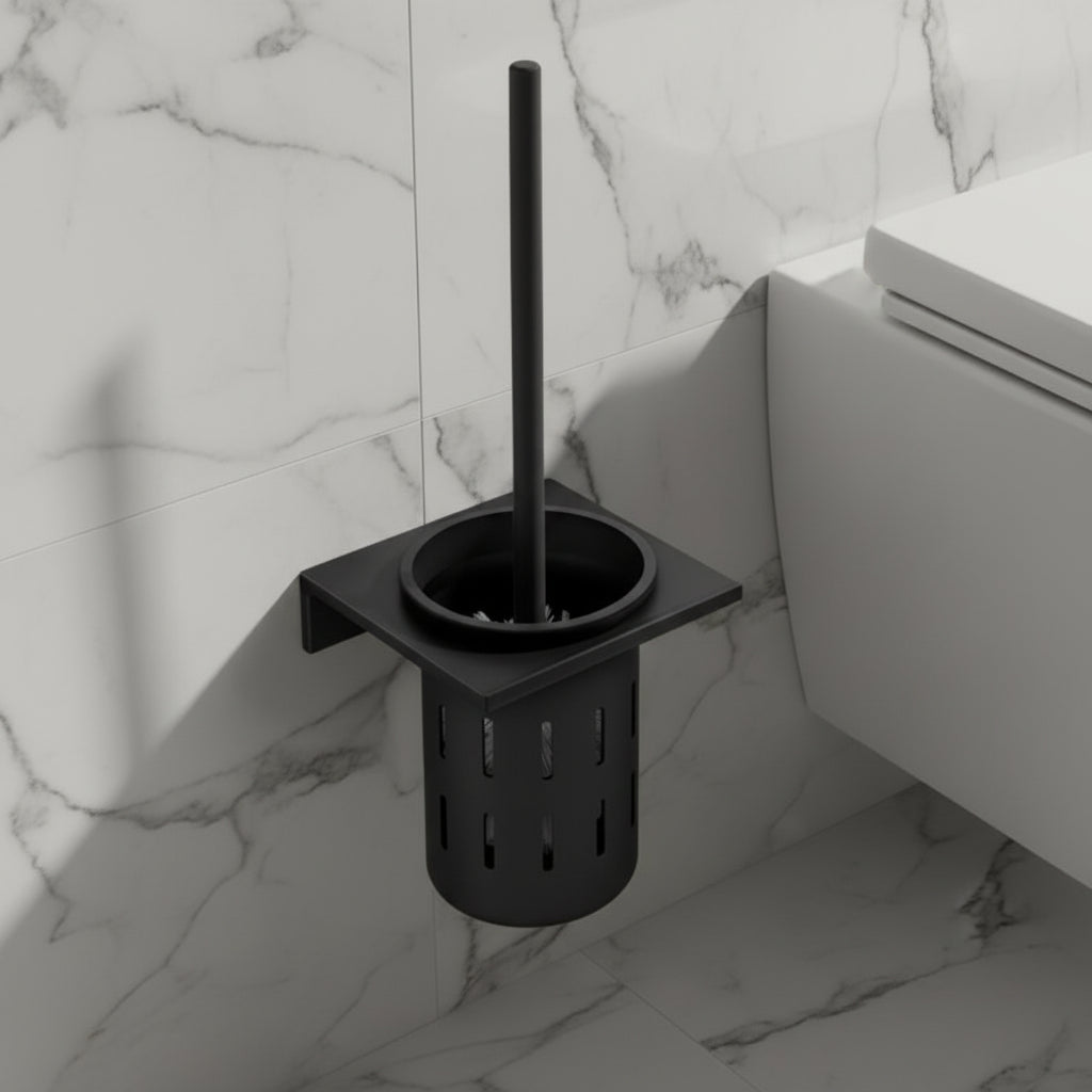 Wall-Mounted Toilet Brush Set - Elegant Brushed Gold Finish & Space-Saving Design 0