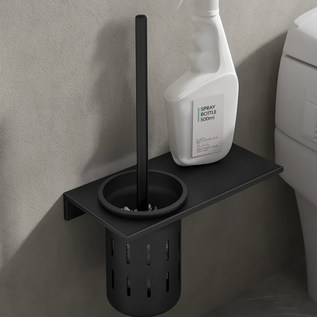 Wall-Mounted Toilet Brush Set - Elegant Brushed Gold Finish & Space-Saving Design 1