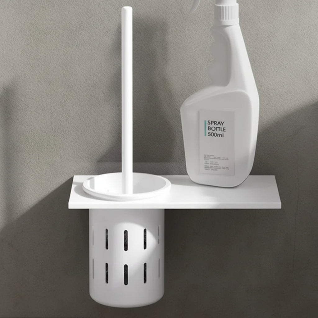 Wall-Mounted Toilet Brush Set - Elegant Brushed Gold Finish & Space-Saving Design 3