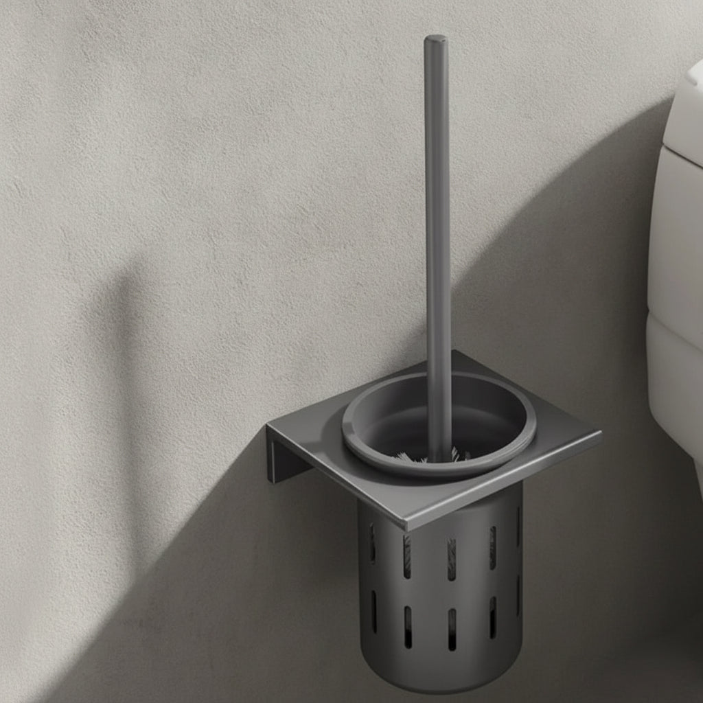 Wall-Mounted Toilet Brush Set - Elegant Brushed Gold Finish & Space-Saving Design 4