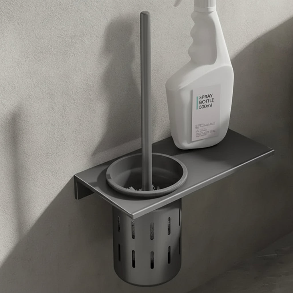 Wall-Mounted Toilet Brush Set - Elegant Brushed Gold Finish & Space-Saving Design 5