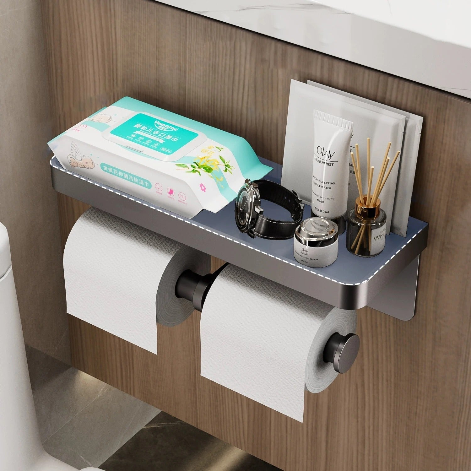 Wall-Mounted Toilet Paper Holder Stand - Space-Saving & Modern Design 3