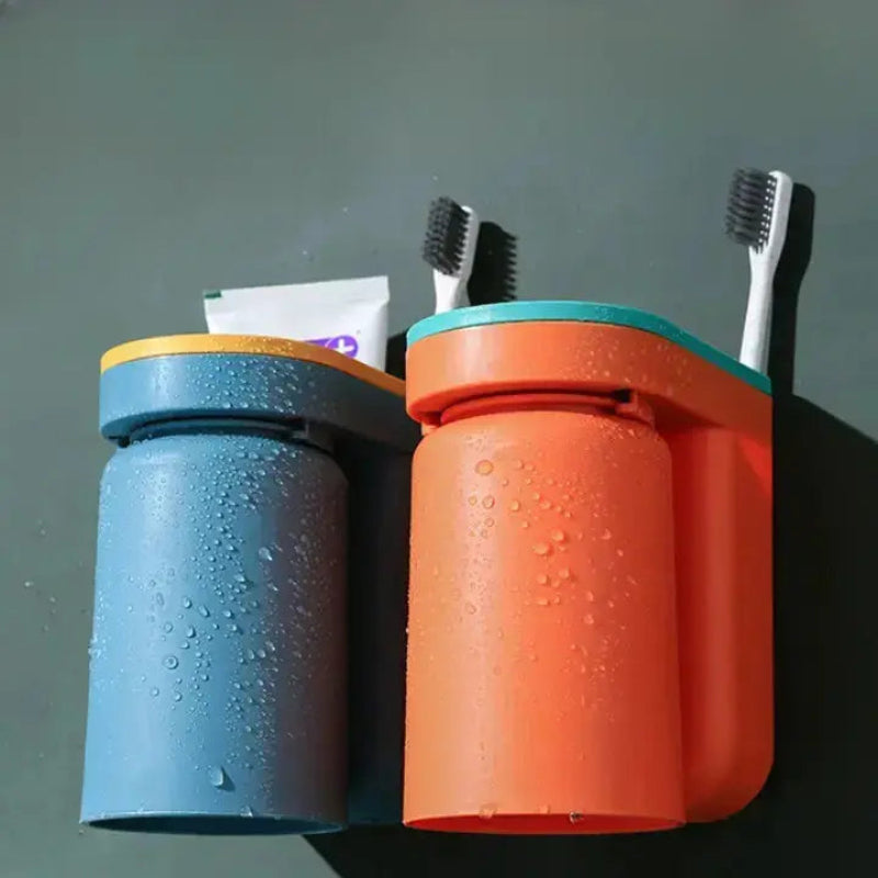 Wall-Mounted Toothbrush Holder - Hygienic Space-Saving Organizer with Cups 5