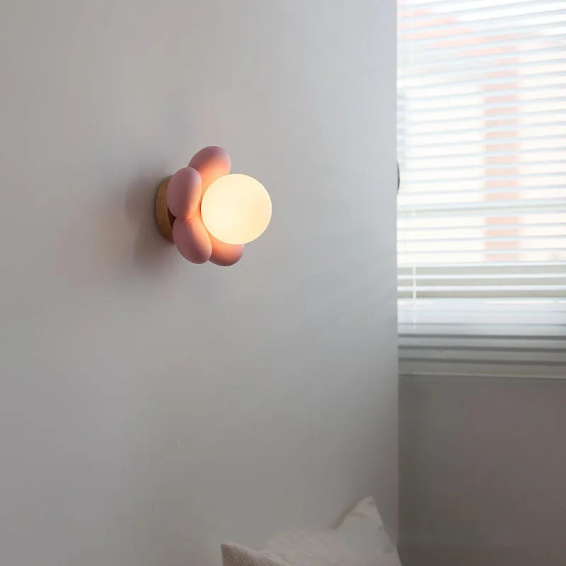 Wall Light Resin ABS Flower Globe Design G9 Base 16 cm Hardwired White or Pink 04