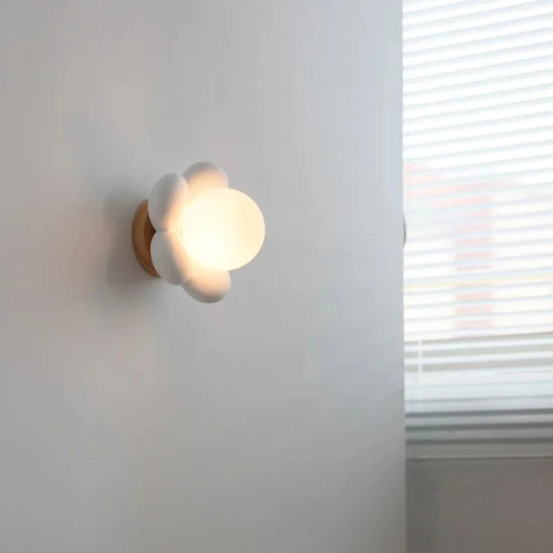 Wall Light Resin ABS Flower Globe Design G9 Base 16 cm Hardwired White or Pink 07