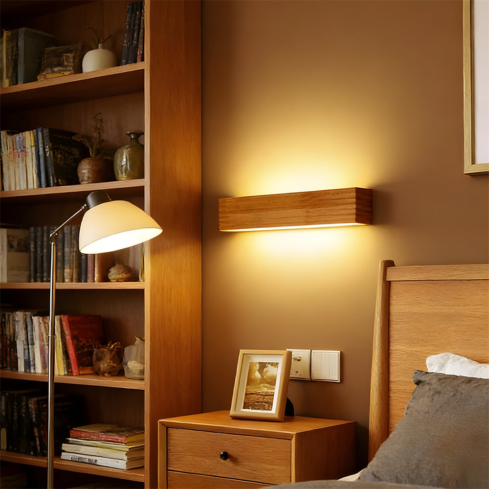 Wall Light Wood and Acrylic E26 E27 Bulb Base 110V 120V Direct Wired 2