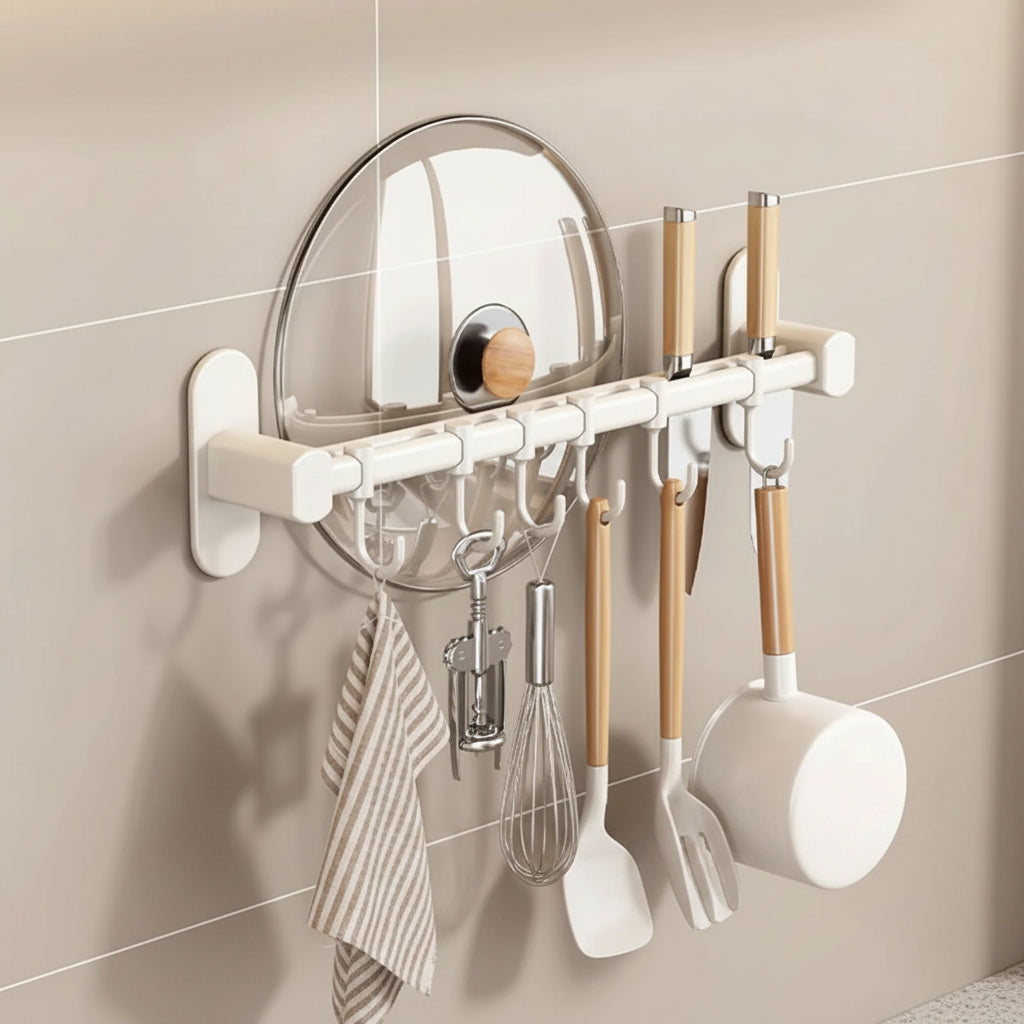 Wall Mounted Kitchen Hook Rack - Space-Saving Utensil Organizer 7