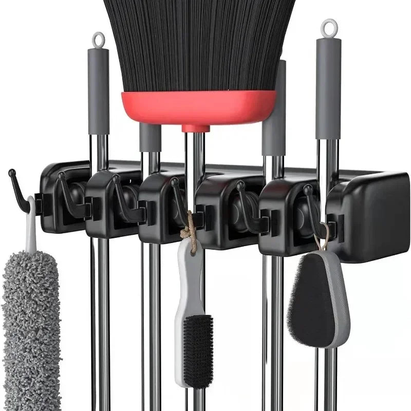Wall Mounted Mop and Broom Holder Plastic Cleaning Tool Organizer 2