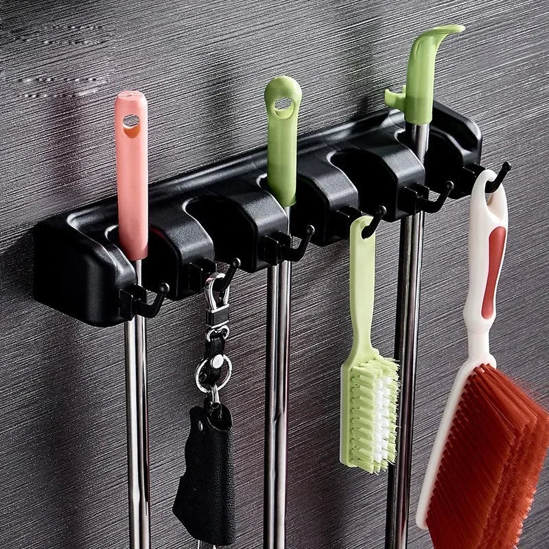 Wall Mounted Mop and Broom Holder Plastic Cleaning Tool Organizer 3