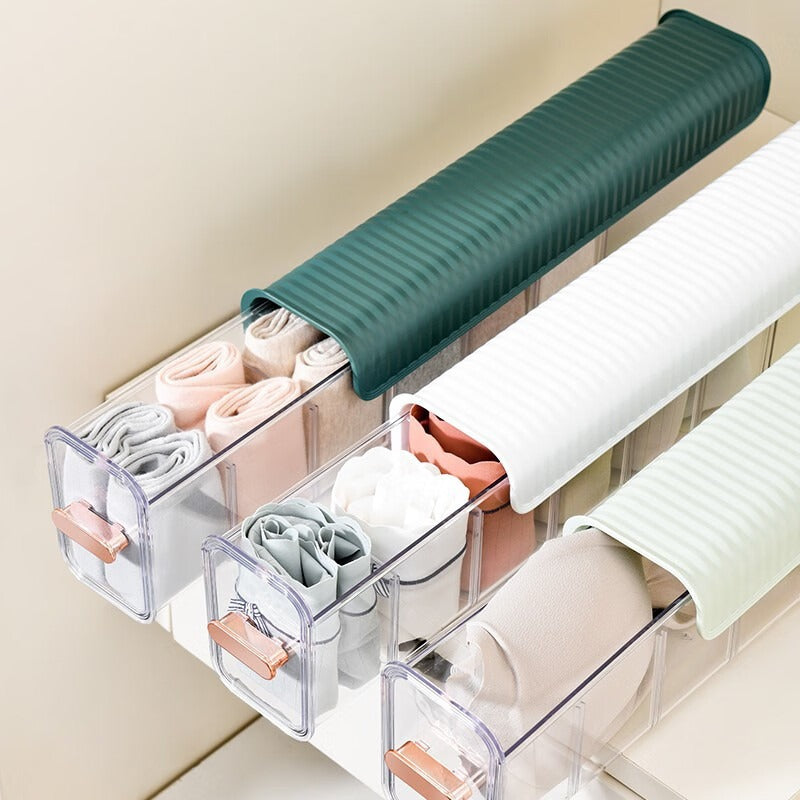 Wall Mounted Underwear Storage Box, Adjustable Dividers, Clear Window, Self Adhesive 4