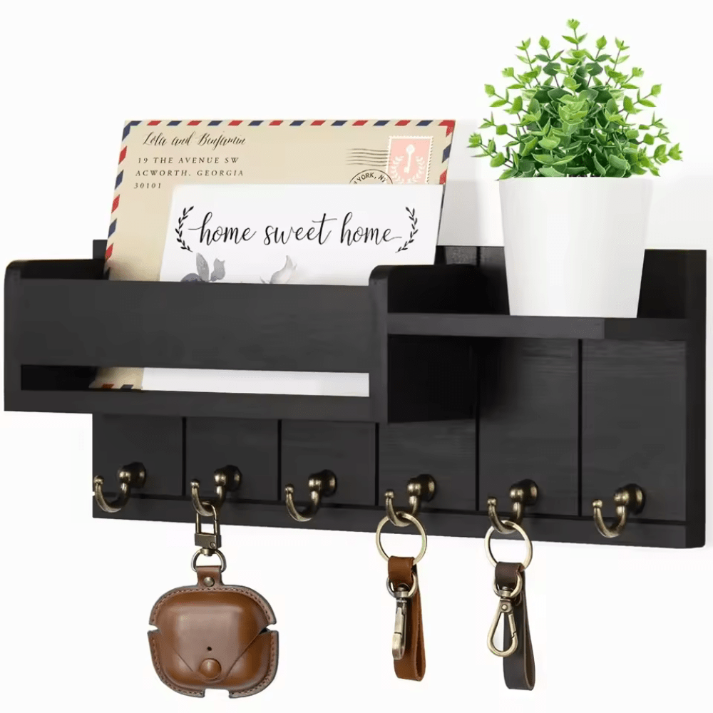 Wall Organizer - 6 Hooks Key Holder for Wall & Mail Storage Solution 5