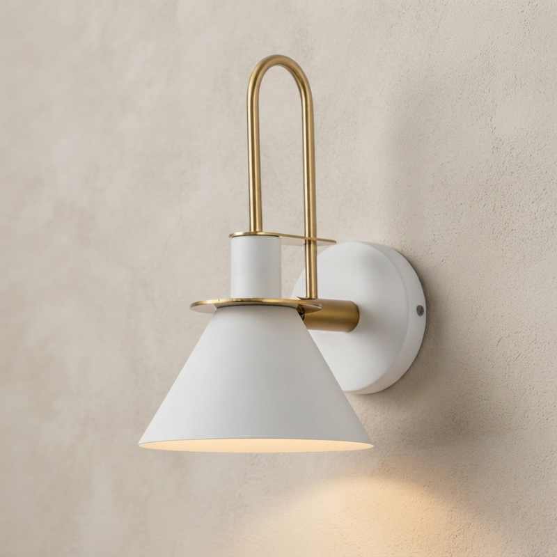 Wall Sconce Cone Shade Hardwired Light Fixture 01