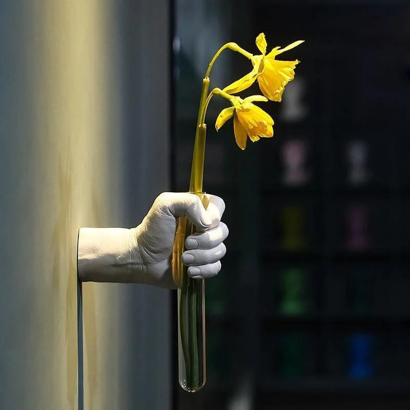 Wall Vase Hand Shape Hydroponic Tube Decor 7