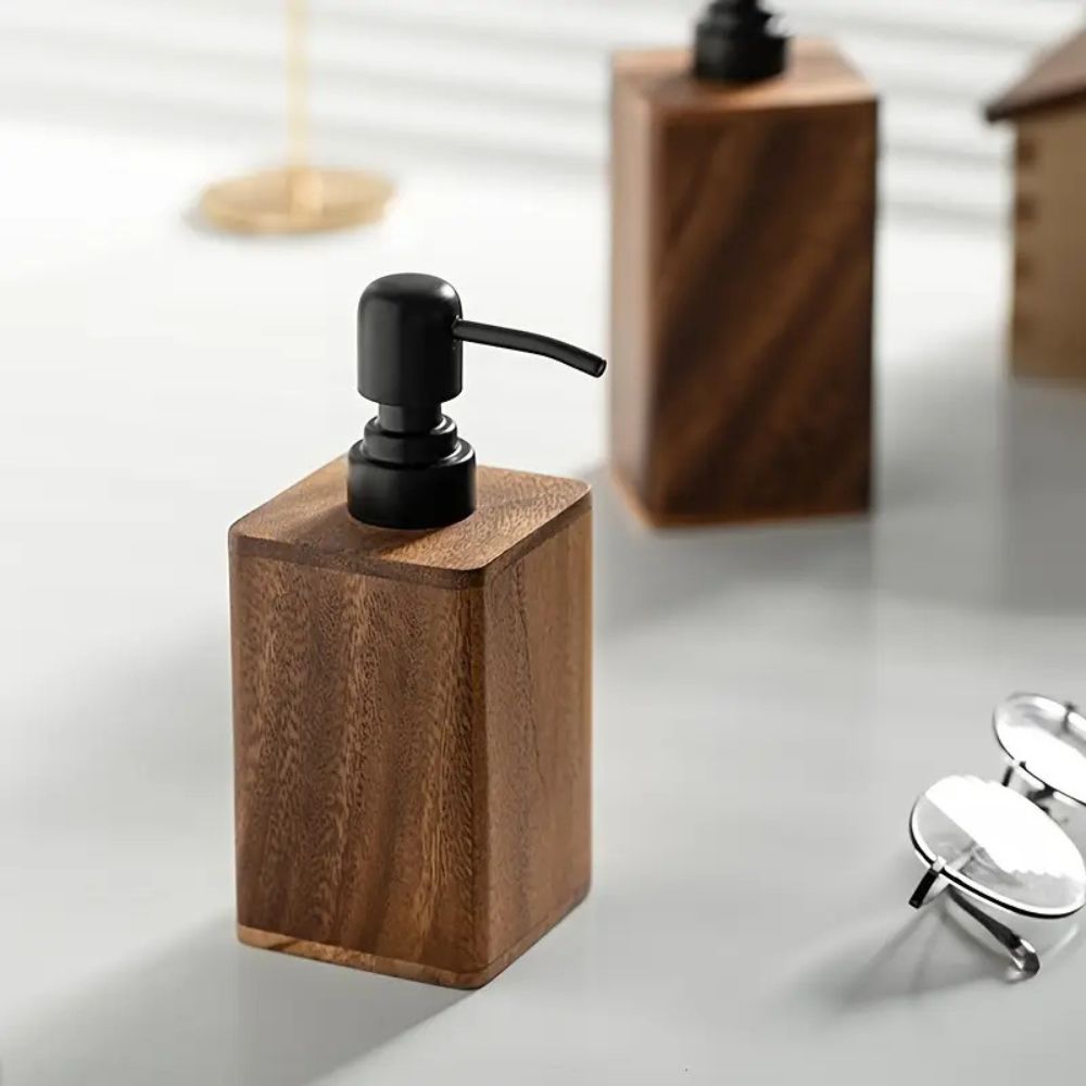 Walnut Hand Soap Dispenser - Elegant Design for Kitchen & Bath Use 2