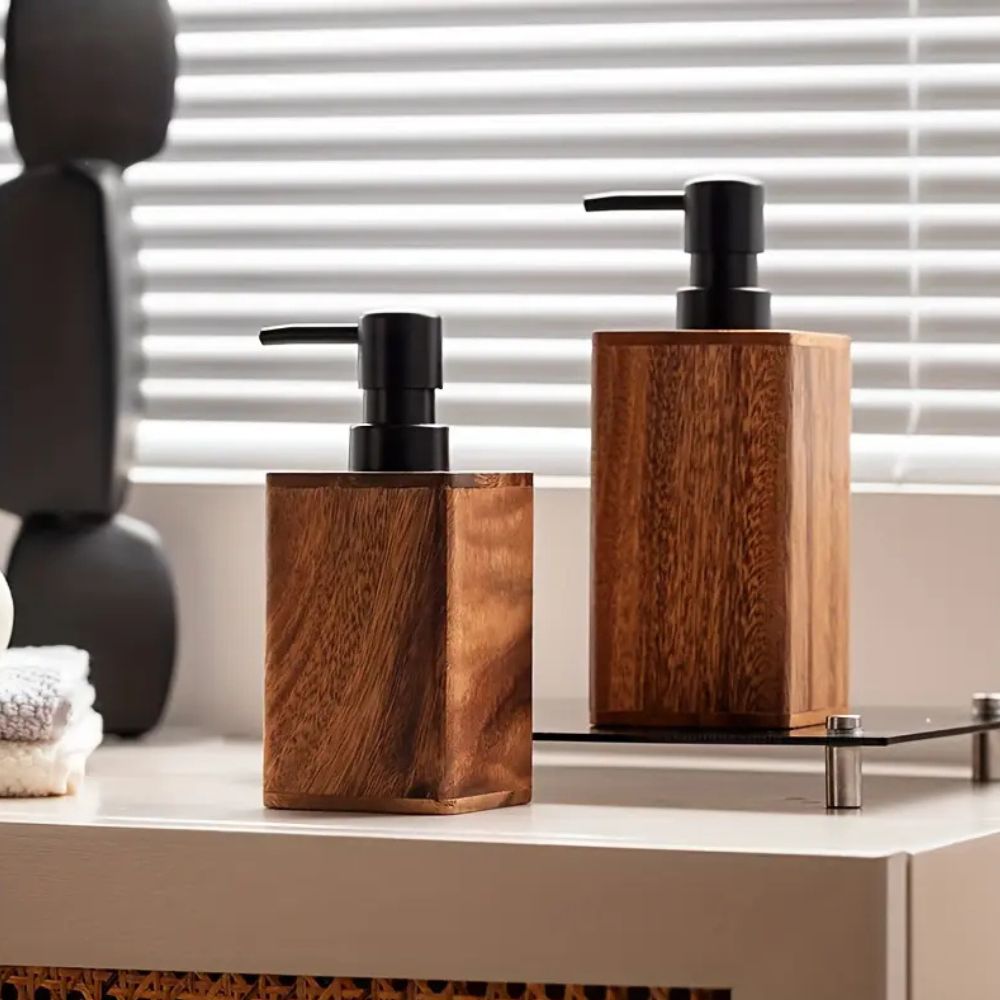 Walnut Hand Soap Dispenser - Elegant Design for Kitchen & Bath Use 3