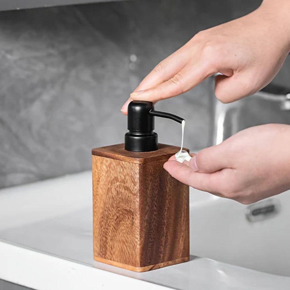 Walnut Hand Soap Dispenser - Elegant Design for Kitchen & Bath Use 4