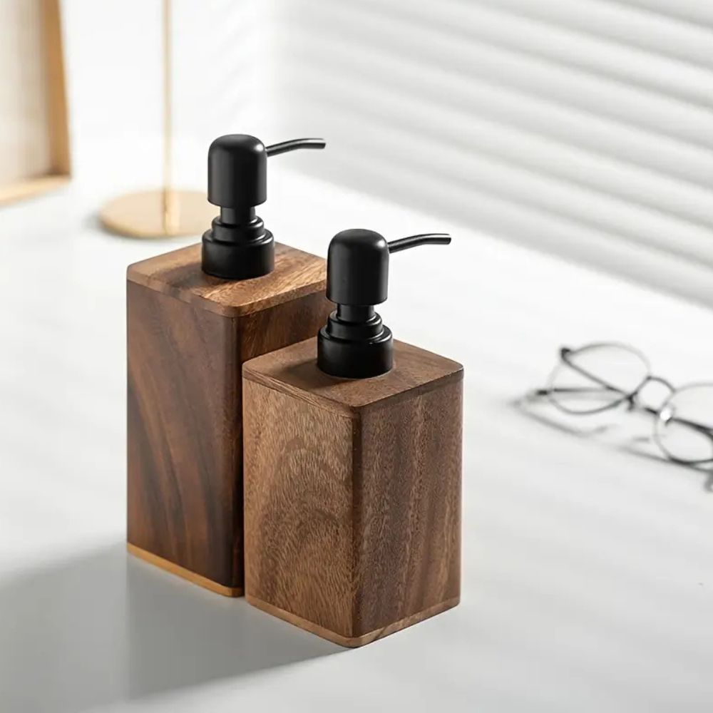 Walnut Hand Soap Dispenser - Elegant Design for Kitchen & Bath Use 7
