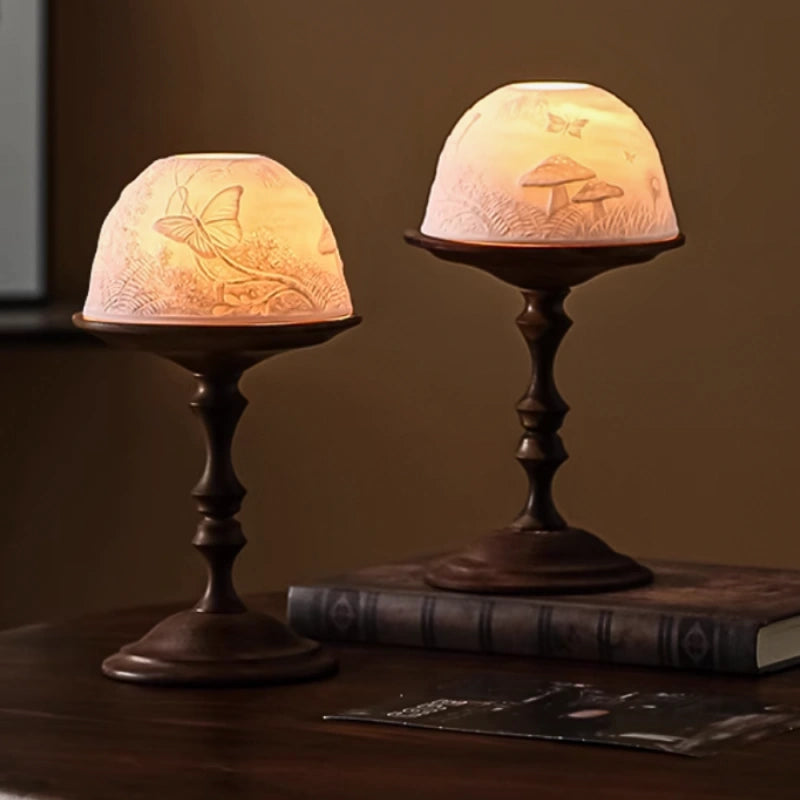 WhisperDome Candle Holder - Elegant Porcelain Dome & Walnut Base 1