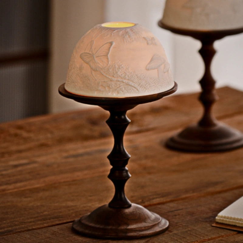 WhisperDome Candle Holder - Elegant Porcelain Dome & Walnut Base 5