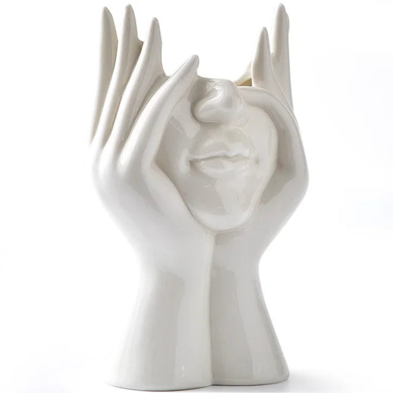 White Ceramic Vase - Unique Modern Design for Elegant Home Decor 0