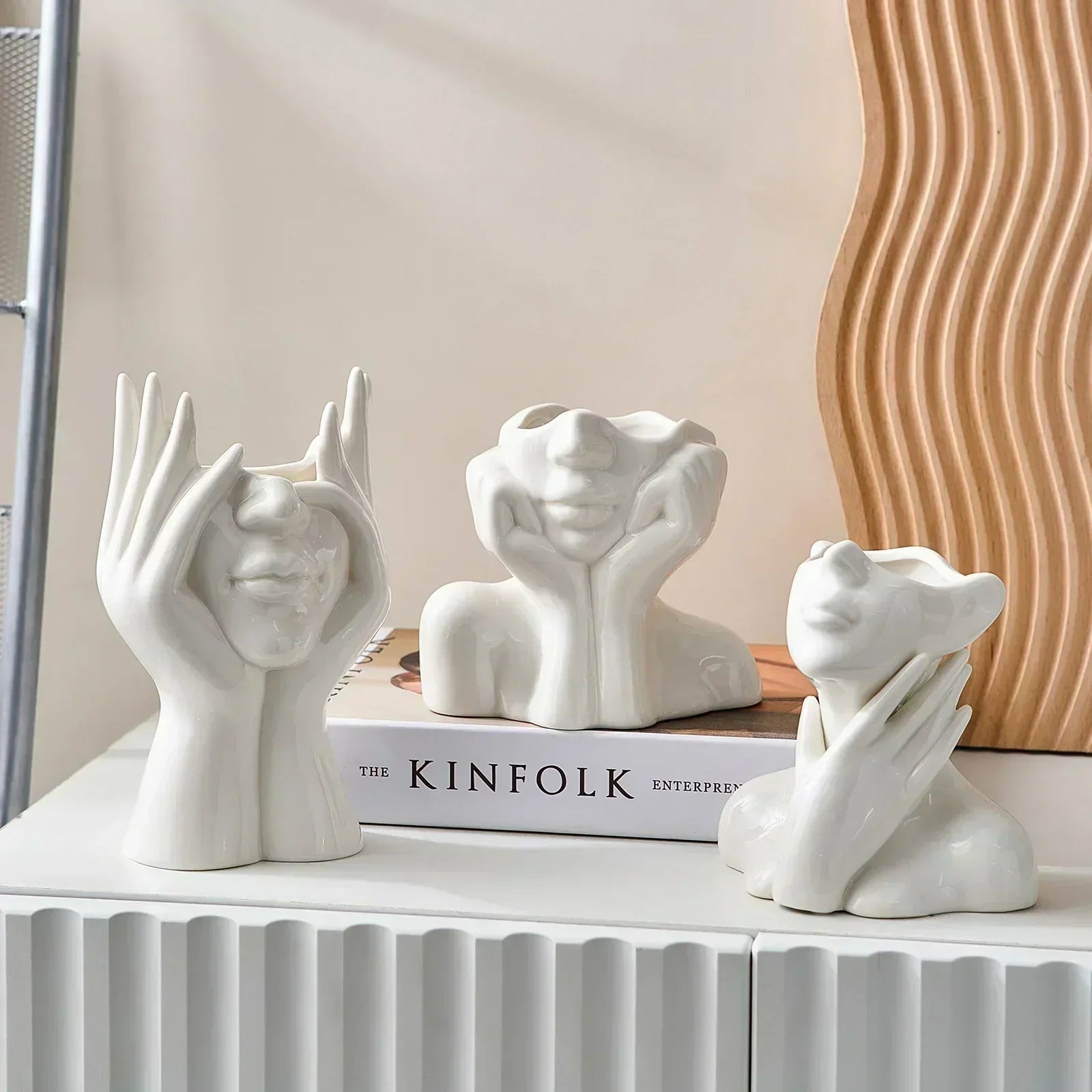 White Ceramic Vase - Unique Modern Design for Elegant Home Decor 4